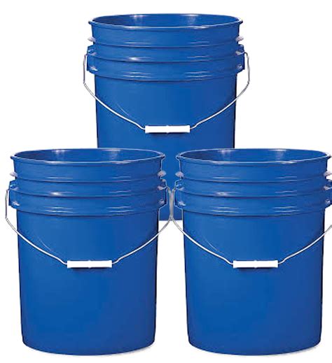 5 Gallon Plastic Bucket Blue 3 Pack