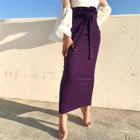 Long Skirts For Muslim Women Stretch High Waist Abaya Turkish Bodycon Maxi Arab Skirt Party