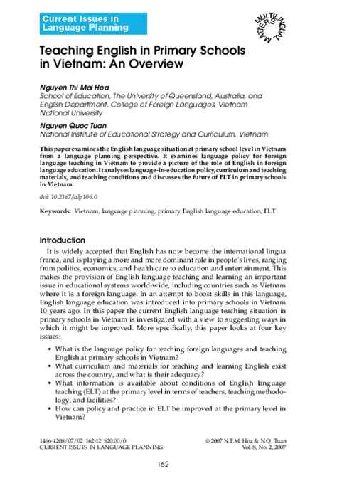 (PDF) Nguyen, H.T.M, Nguyen, Q. (2007). Teaching English ...