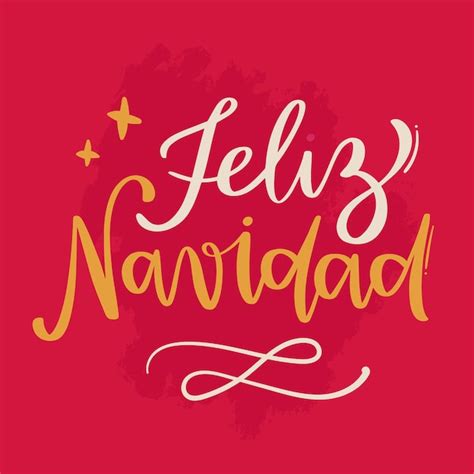 Premium Vector Feliz Navidad Merry Christmas In Spanish Modern Hand