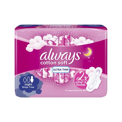 Buy Always Cotton Soft Ultra Thin Night Sanitary Pads With Wings 7 Pads