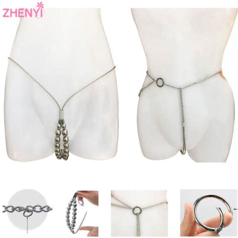 BDSM Female Labia Clip Massager Chastity Pants Stainless Steel Pull Beads Couple EBay