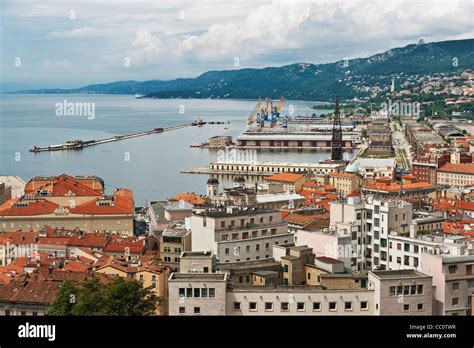 View of the harbor and the city of Trieste, Friuli-Venezia Giulia Stock ...
