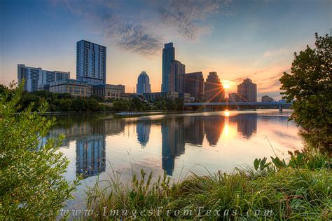 Austin Skyline Sunrise From Zilker Park Autin Texas And Zilker Park
