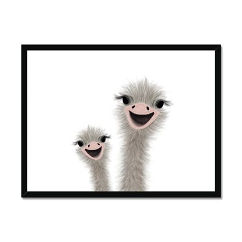 Ostrich Funny Animal Art Landscape Framed Print Animal Wall Art