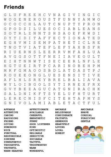 Friendship Word Search By Sfy773 Teaching Resources Tes