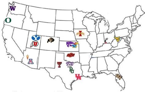 Map Of What The Future Big 12 Will Look Like R Ncaa