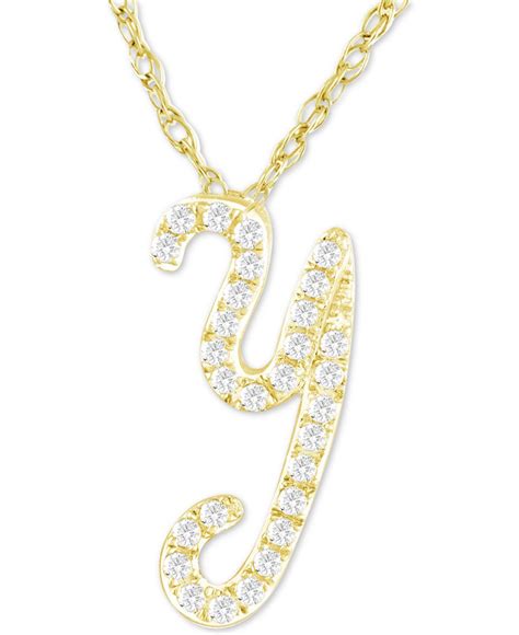 Macys Diamond Initial Pendant Necklace 110 Ct Tw In 14k Gold