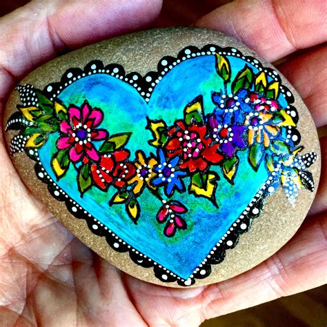 She Loves Wildflowers Painted Stones Painted Rocks Heart Rocks