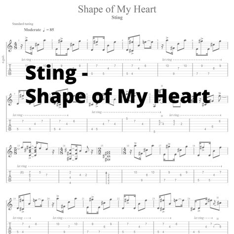 Sting Shape Of My Heart Guitar Tabs Etsy