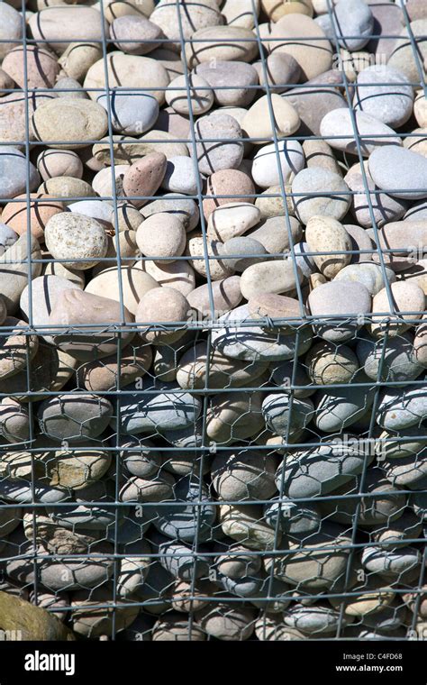 Rock Gabions Wire Cages Sea Defences Stock Photo Alamy