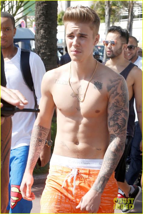 Justin Bieber Displays Shirtless Six Pack While Walking Through Cannes Photo 3118256 2014