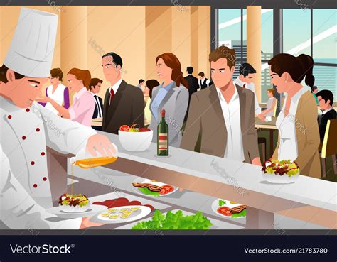 Business People Eating In A Cafeteria Royalty Free Vector