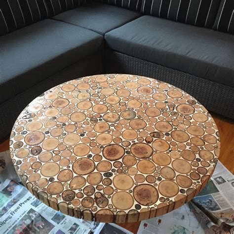 Summer Cottage Endgrain Coffee Table Dyed Epoxy And Birch Firewood