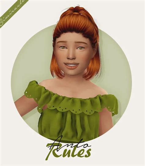 Simiracle Anto`s Rules Hair Retextured Kids Version Sims 4 Hairs