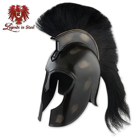 Achilles Trojan Helmet Replica Myrmidon 18ga Carbon Steel Black Plume