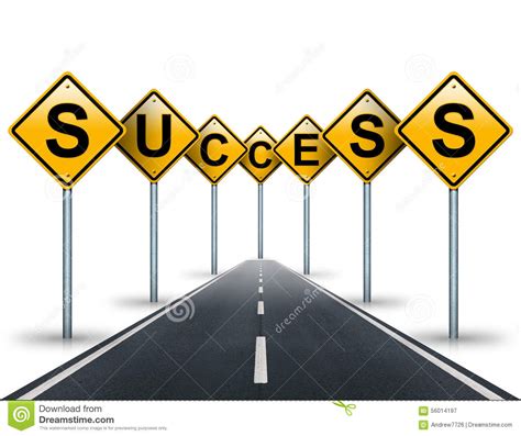 Success Ahead Road Signs And Road Stretches Into The Distance Stock