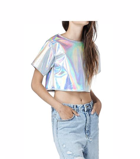 Silver Galaxy Hologram Holographic Crop Top On Storenvy