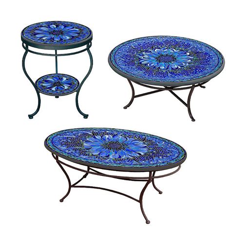 Knf Bella Bloom Mosaics Round Coffee And Side Tables Frontgate Mosaic