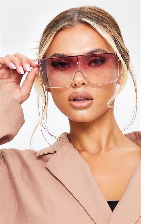 pink lens ombre oversized square frame sunglasses prettylittlething ksa