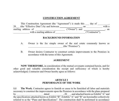 Residential Construction Contract Template Free 40 Great Contract