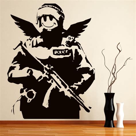 Latest news and photos about the street artist banksy. Banksy Smiley Face Police Wall Sticker Wall Art