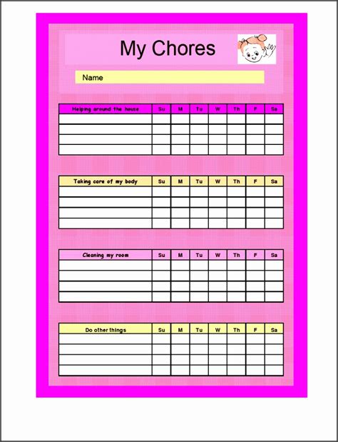 8 Chore Chart Templates - SampleTemplatess - SampleTemplatess