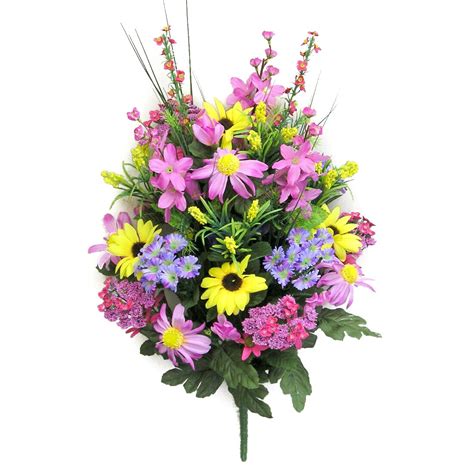 Admiredbynature 24 Stems Artificial Wild Flowers With Foliage Mixed