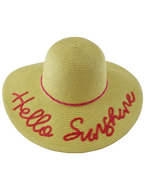 Cheers beaches floppy sun hat. Hello Sunshine Embroidered Beach Floppy Sun Hat | Floppy ...