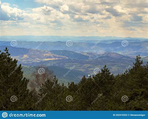 Divcibare Viewpoint View With Kosjeric Basin Landscape And Beautiful