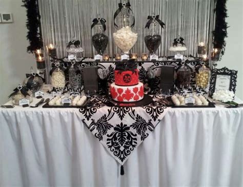 Black And White With A Touch Of Red Lolly Buffet Birthday Black