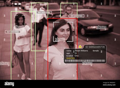 Facial Recognition System Identifying People On City Street Ai Giving
