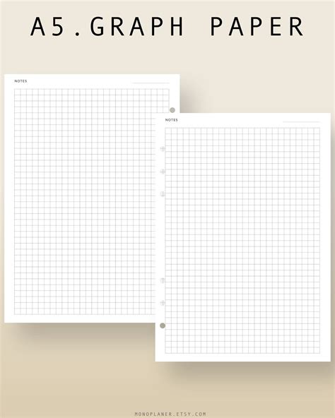 A5 Graph Paper Printable Planner Pdf Inserts Bullet Journal Etsy