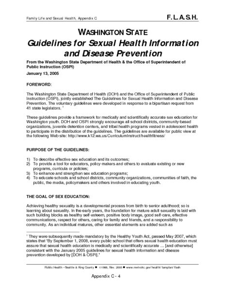 Guidelines For Sexual Health Information And Disease Prevention Lesson Plan For Higher Ed