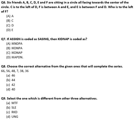 Logical Reasoning Questions And Answers Example For Competitive Exam