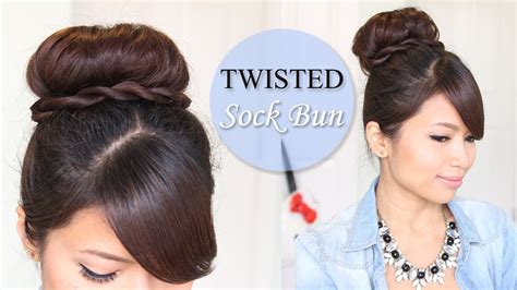 twisted sock bun updo hairstyle long hair tutorial youtube