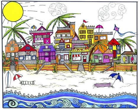 Beach Village Drawing By Wendy Chase Fine Art America