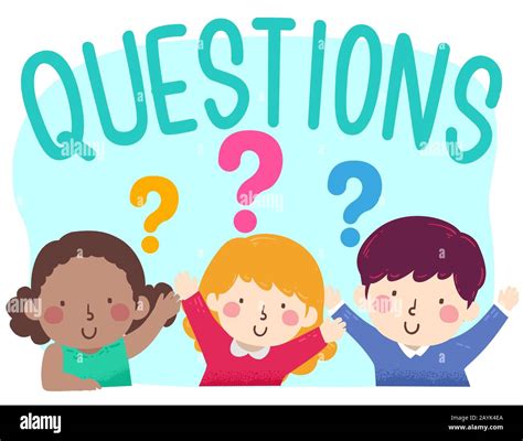 Illustration Of Kids Raising Their Hands Asking Questions With Question