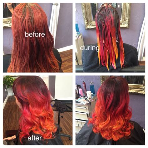Faded Red To Deep Brown With Magenta Orange And Yellow Pravana Vivids
