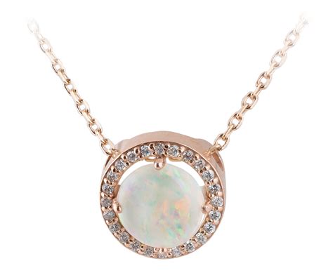 Opal Rose Gold Diamond Halo Slide Pendant Arden Jewelers