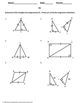 Worksheets are hypotenuse leg theorem work and activity, state if the two triangles are if they are, , trigonometry work t1 labelling triangles, work altitude to the hypotenuse 2, proving triangles congruent, pythagorean theorem 1, pythagoras theorem teachers notes. Geometry Worksheet: Hypotenuse Leg by My Math Universe | TpT