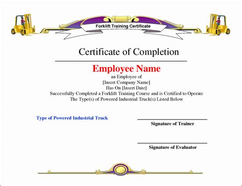 These are great for safety meetings, refresher training, and just general awareness. Forklift Certification Template Awesome Certificate Stock ...