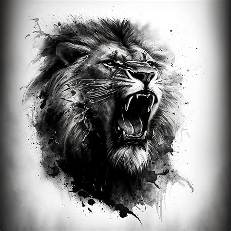 Lion Tattoo Design White Background Png File Download High Resolution