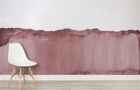 Dusky Pink Wave Watercolour Wall Mural Murals Wallpaper Watercolor