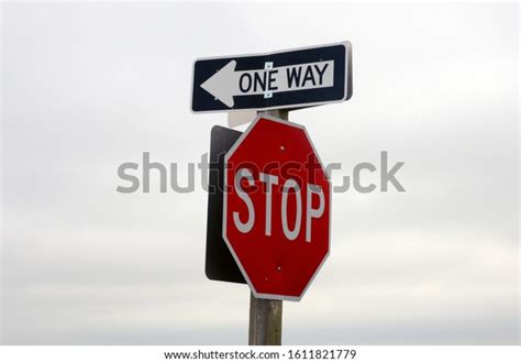 One Way Stop Sign On White Stock Photo 1611821779 Shutterstock