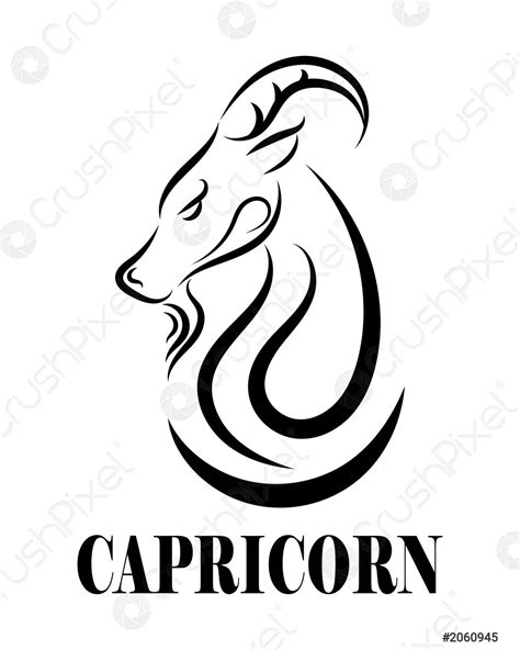 Capricorn Zodiac Line Art Vector Eps 10 Stock Vector Crushpixel