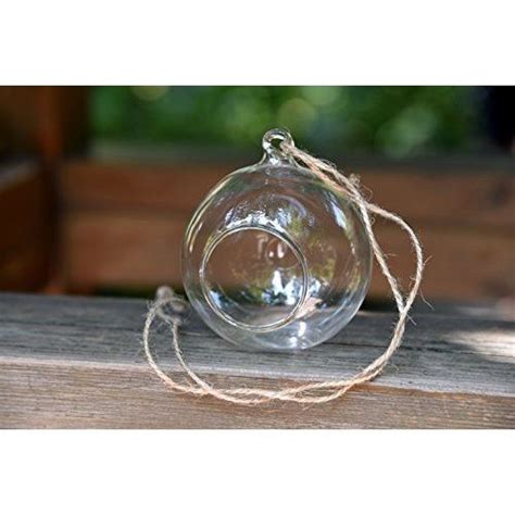 4 X Hanging Clear Glass Bauble Sphere Ball Candle Tea
