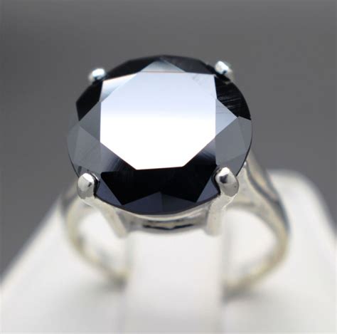 889 Carat Genuine Natural Black Diamond Sterling Silver Ring Size 7