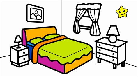 Kids Bedroom Draw And Coloring Pages Easy Step By Step Drawing