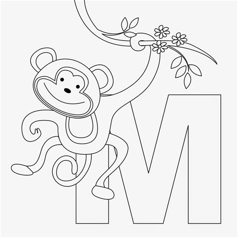 Click the monkey letter m coloring pages to view printable version or color it online (compatible with ipad and android tablets). Kids Page: M is for Monkey - Animal Alphabet Letters Worksheet